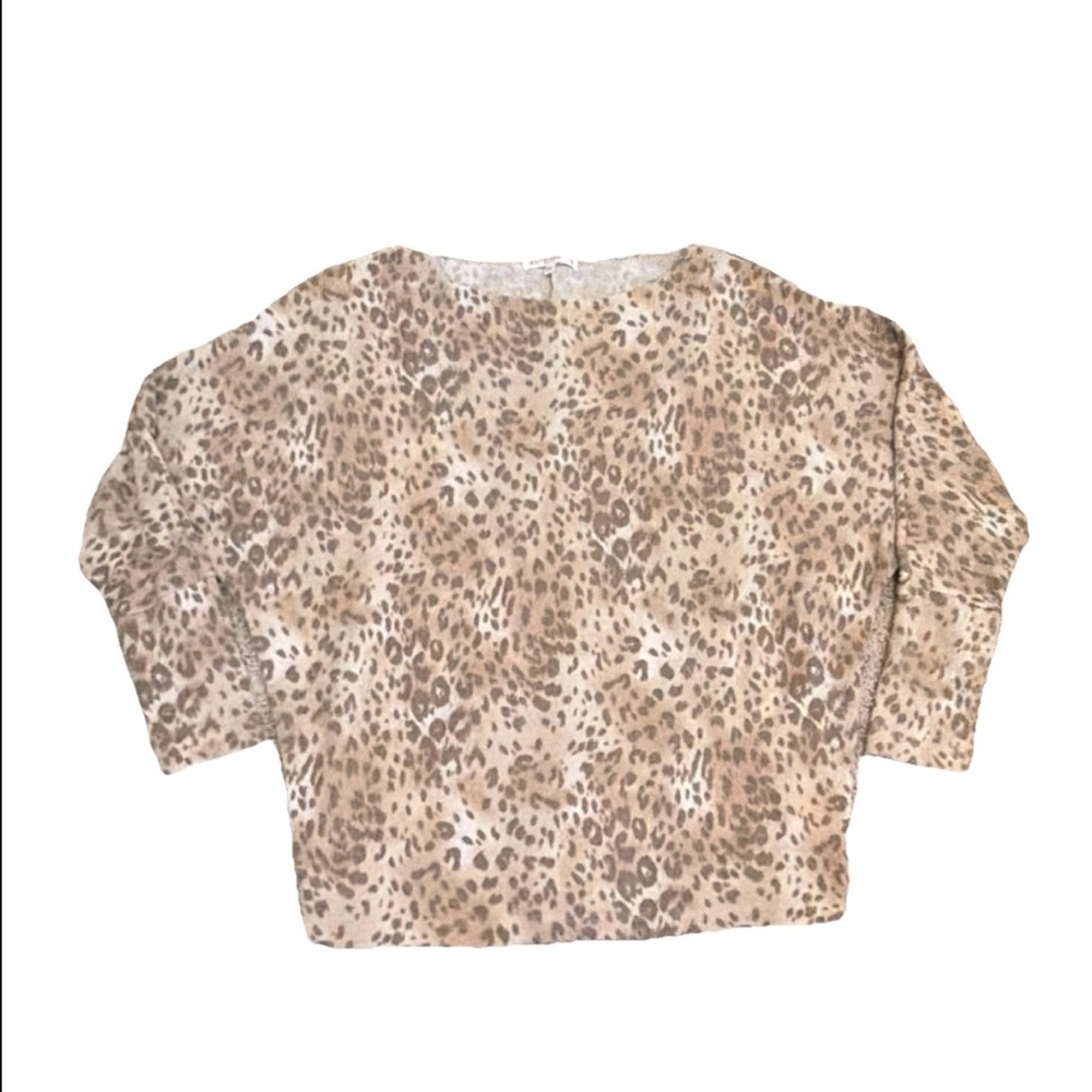 Antistar Women’s Leopard Print Dolman Sleeve Sweater Beige/Brown S